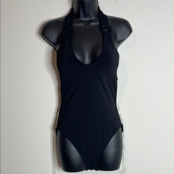 Robin Piccone | Women's Kate Scoop Neck One Piece Swimsuit Black Size 8 NWT - Picture 3 of 8